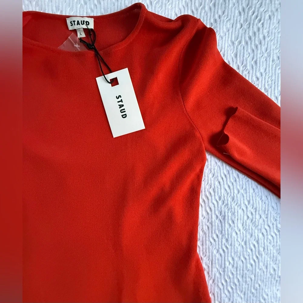 STAUD Salinas LS Top in Cayenne and Navy NWT